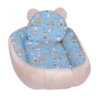 Baby nest multifunctional, catifea si bumbac, zoo party