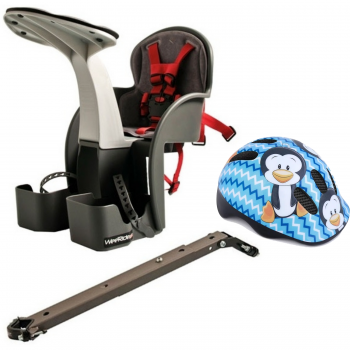 Set Scaun bicicleta copii, Pozitie montare Centru, 15 Kg si Casca Protectie XS 44-48 Penguin WeeRide WR01SKPG