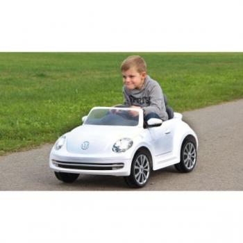 Masinuta Electrica Copii Volkswagen Beetle Alba Jamara 6v Cu Telecomanda Control Parinti 2.4 Ghz