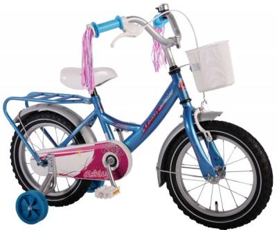 Bicicleta Copii Fetite 14 Inch Volare Bike Cu Roti Ajutatoare Cosulet Portbagaj Metal Si Pompoane La Ghidon