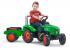 Jucarie tractor cu pedale verde supercharger cu capota cu deschidere si remorca, falk, 2021ab