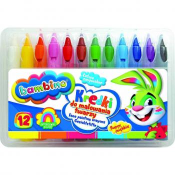 Set 12 creioane colorate pentru fata, culori non alergice Bambino IK17870