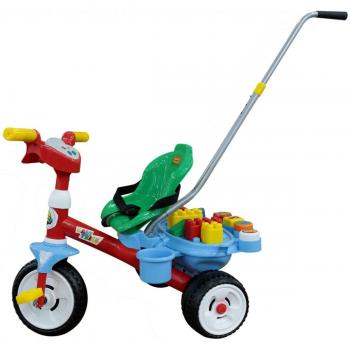 Tricicleta Baby Trike Cu Maner Si Set De Cuburi