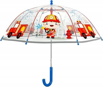 Umbrela Perletti Pompier automata rezistenta la vant transparenta 42 cm