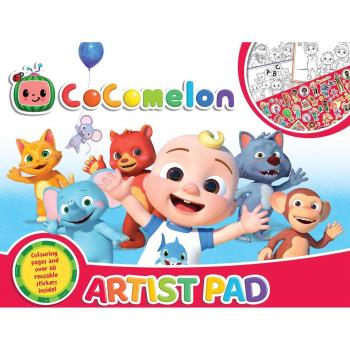 Bloc de colorat Cocomelon Artist Pad cu stickere Alligator AB3305CMAR