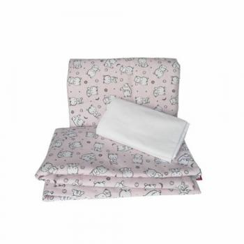 Lenjerie de pat pentru copii baby bear roz - 63x127 cm, 100x135 cm
