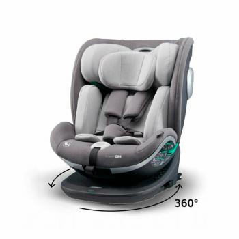 Scaun auto pentru copii, Opal, Pentru grupele de greutate 0-36 Kg, 40 - 150 Cm, Tehnologie Isofix I-Size, Centura Top Tether, Protectie laterala, Rotire 360° grade, Cu pozitie de somn si tetiera reglabila, FreeON, Grey