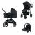 Carucior transformabil 3 in 1, Trio Easy, Cu parte sport transformabila in landou, scoica auto, husa picioare, husa ploaie, suport pahar, geanta mamici si accesorii, FreeON, Black