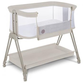 Lionelo - Patut co-sleeper Luna, 2 in 1, Cu setare unghiulara, Cu roti, Reglabil in 6 pozitii pe inaltime, Bej