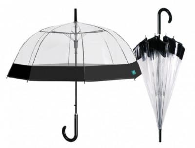 Umbrela dama automata Perletti forma cupola cu margine neagra