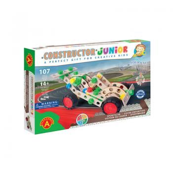 Set constructie 107 piese din lemn Masina Sport 3in1, +4 ani, Alexander Constructor Junior