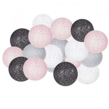 Ghirlanda luminoasa cu 20 globuri textile cu led Springos pink/graphite