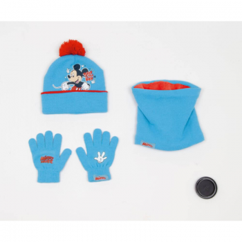 Set 3 piese Mickey Mouse-caciula, manusi si fular