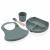 Set diversificare 4 piese din silicon babyjem: bavetica, farfurie, lingurita si pahar (culoare: ecru)