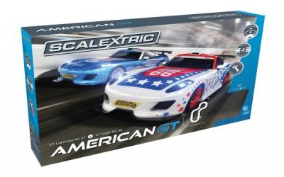 Pista masinute American GT Scalextric 5m traseu masinute GT Lightning No 27 Race Car si GT Eagle No 66 Race Car