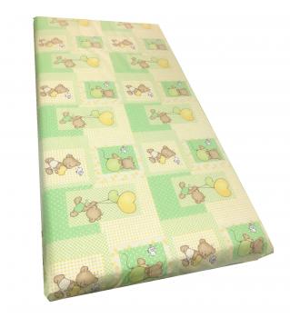 Cearsaf cu elastic pe colt 140x70 cm cu imprimeu - ursi pe verde