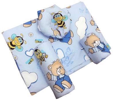Set antiregurgitare si pozitionare cu plan inclinat pentru bebelusi deseda ursi cu albine pe albastru