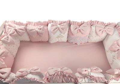 Aparatori din 13 pernute lux by deseda pt pat 140x70 cm roz pudra