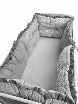 Set de 6 bucati aparatori protectii laterale patut 140x70 cm deseda mix zig zag-buline - gri