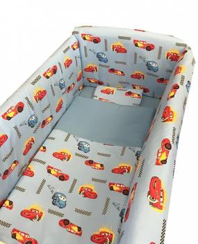 Lenjerie de patut bebelusi 120x60 cm cu aparatori maxi cars