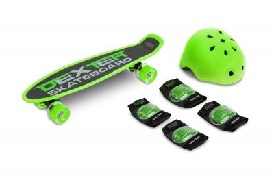 Skateboard cu casca, cotiere si genunchiere toyz dexter verde