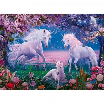 Puzzle unicorni albi, 100 piese