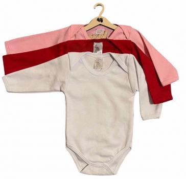 Set 3 body-uri din bumbac cu maneca lunga color mix 1 (marime: 6-12 luni)