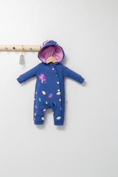 Salopeta cu gluga pentru bebelusi colorful autum, tongs baby (culoare: albastru, marime: 0-3 luni)