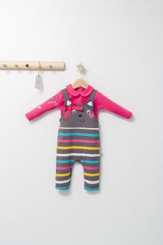 Set salopeta cu bluzita pentru bebelusi colorful autum, tongs baby (culoare: gri, marime: 6-9 luni)