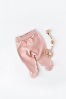 Pantaloni cu botosei - bumbac organic roz pudra (marime: 6-9 luni)