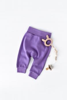 Pantaloni bebe unisex din bumbac organic mov (marime: 6-9 luni)