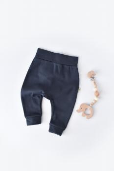 Pantaloni bebe unisex din bumbac organic bleumarin (marime: 18-24 luni)