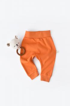 Pantaloni bebe unisex din bumbac organic portocaliu (marime: 6-9 luni)