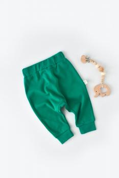 Pantaloni bebe unisex din bumbac organic verde (marime: 9-12 luni)