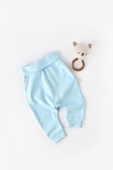 Pantaloni bebe unisex din bumbac organic bleu (marime: 6-9 luni)