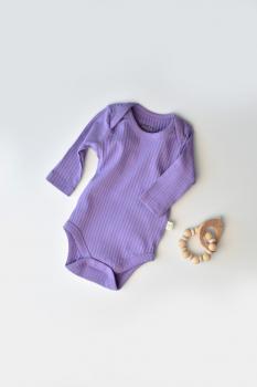 Body bebe unisex cu maneca lunga din 95% bumbac organic cu 5% elastan - mov, baby cosy (marime: 6-9 luni)