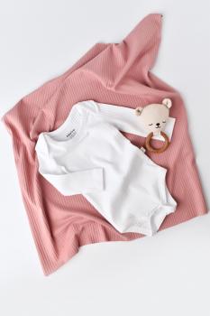 Body bebe unisex cu maneca lunga din 95% bumbac organic cu 5% elastan - alb, baby cosy (marime: 6-9 luni)