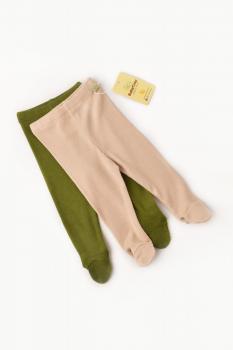 Set 2 pantaloni cu botosei bebe unisex din bumbac organic si modal - verde/blush, baby cosy (marime: 6-9 luni)