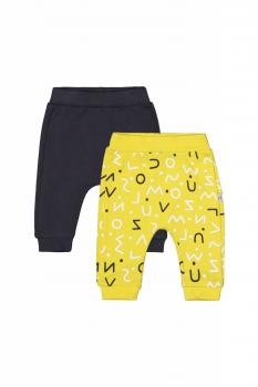 Set de 2 perechi de pantaloni litere pentru bebelusi, tongs baby (culoare: galben, marime: 9-12 luni)