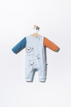 Salopeta pentru bebelusi pug, tongs baby (culoare: albastru, marime: 3-6 luni)