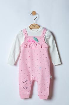 Set salopeta cu bluzita sweets pentru bebelusi, tongs baby (culoare: roz, marime: 3-6 luni)