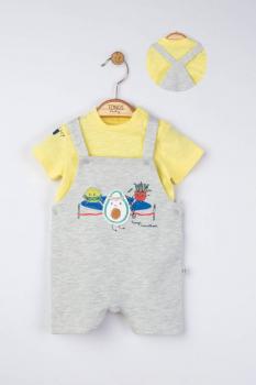 Set salopeta cu tricou de vara pentru bebelusi marathon, tongs baby (culoare: gri, marime: 9-12 luni)