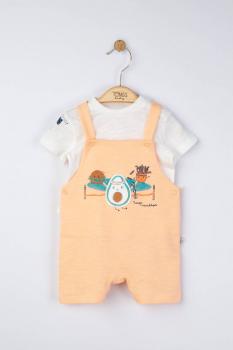 Set salopeta cu tricou de vara pentru bebelusi marathon, tongs baby (marime: 3-6 luni, culoare: somon)