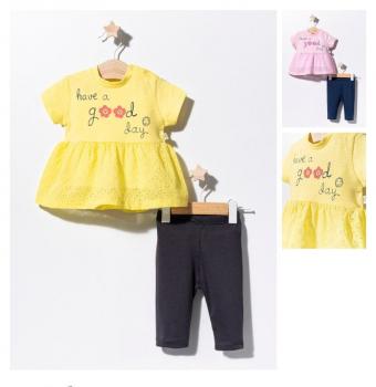 Set bluzita de vara cu pantalonasi pentru bebelusi, tongs baby (culoare: galben, marime: 18-24 luni)