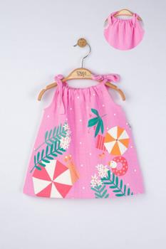 Rochita de vara din muselina pentru fetite , tongs baby (culoare: roz, marime: 6-9 luni)