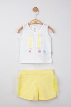 Set maiou de vara cu pantalonasi cu tulle pentru bebelusi , tongs baby (culoare: galben, marime: 6-9 luni)