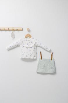 Set elegant cu fustita si bluzita pentru bebelusi paris love, tongs baby (culoare: ecru, marime: 6-9 luni)