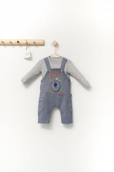 Set cu salopeta si bluzita pentru bebelusi monster, tongs baby (culoare: gri, marime: 6-9 luni)