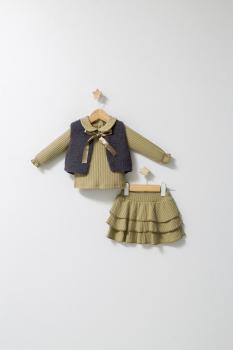 Set 3 piese: fustita, bluzita si vestuta eleganta pentru bebelusi fun penguin, tongs baby (culoare: gri, marime: 12-18 luni)