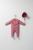 Set salopeta cu caciulita cu volanas pentru bebelusi ballon, tongs baby (marime: 0-3 luni, culoare: roz inchis)